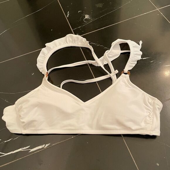 Xhilaration tie back swimsuit top in white sz L - Picture 2 of 5
